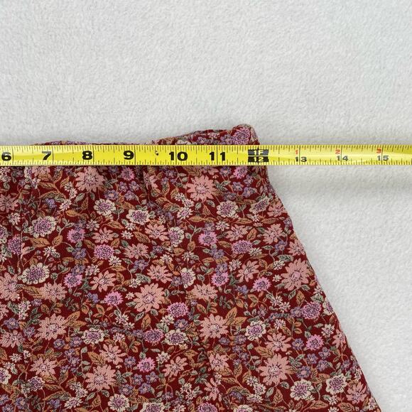 American Eagle Skirt Size XS Red Floral Mini Flowy Zip Up Cute Summer - Picture 3 of 6